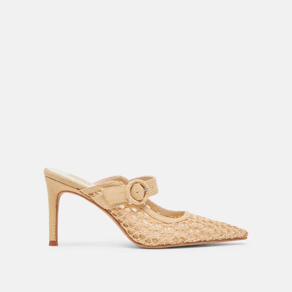 NEW DOLCE VITA women's keekee cross hatch raffia heel in natural